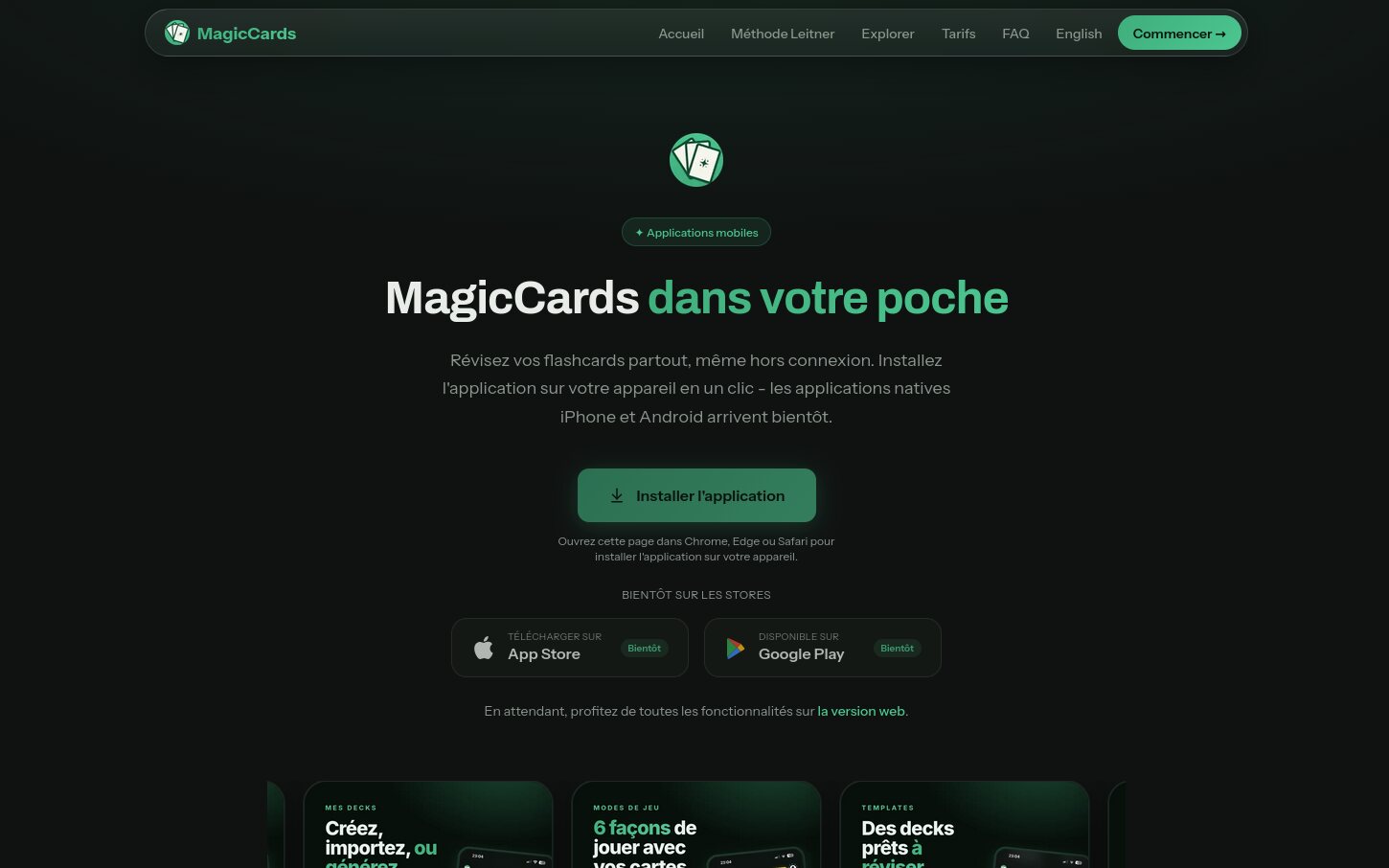 MagicCards mobile app install page