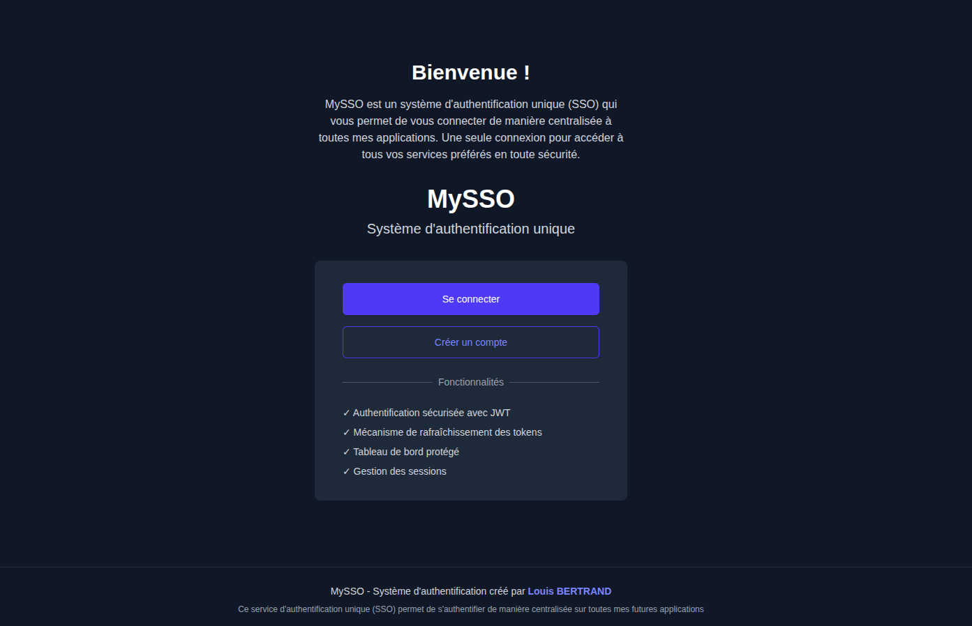 MySSO single sign-on landing page